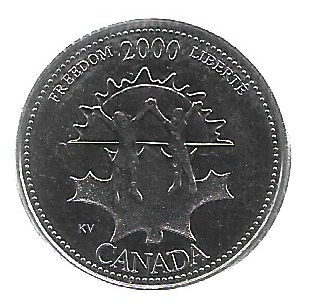 MOEDA DO CANADÁ 25 CENTS 2000 KM 374