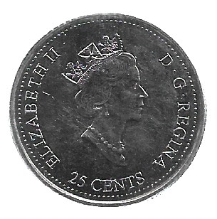 MOEDA DO CANADÁ 25 CENTS 2000 KM 374 - Imagem 2