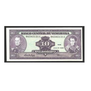 CÉDULA DA VENEZUELA 10 BOLÍVARES 1995 FE