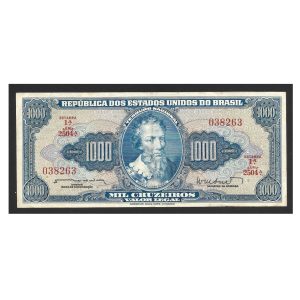 CÉDULA DO BRASIL 1000 CRUZEIROS C 055 SOBERBA