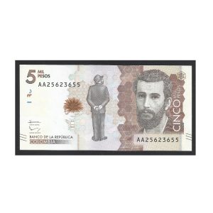 CÉDULA DA COLÔMBIA 5000 PESOS 2015 P 459 A FE