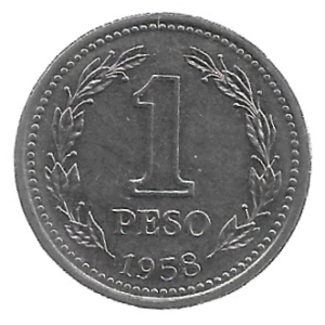 MOEDA DA ARGENTINA 1 PESO 1958 KM 57