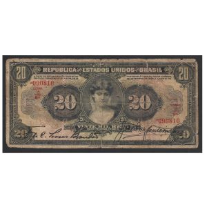 CÉDULA DO BRASIL 20.000 RÉIS R 185 BC/MBC