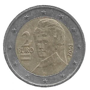 MOEDA DA ÁUSTRIA 2 EUROS 2002 KM 3143