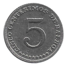 MOEDA DO PANAMÁ 5 CENTAVOS 1970 KM 23.2
