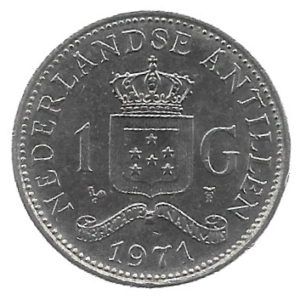 MOEDA DAS ANTILHAS HOLANDESAS 1 GULDEN 1971 KM 12