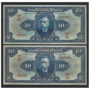 CÉDULAS DO BRASIL 10 MIL RÉIS R 110 D SOBERBAS