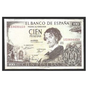 CÉDULA DA ESPANHA 100 PESETAS 1965 MBC
