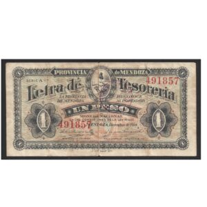 CÉDULA DA ARGENTINA MENDOZA 1 PESO MBC