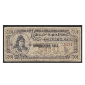 CÉDULA DO BRASIL 500 RÉIS 1901 R 073 MBC