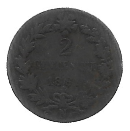 MOEDA DA ITÁLIA 2 CENTAVOS 1862 N KM 2.2 COBRE
