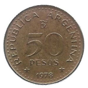 MOEDA DA ARGENTINA 50 PESOS 1978 KM 81
