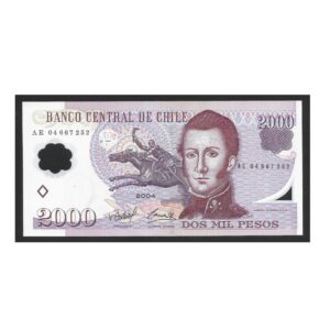 CÉDULA DO CHILE 2000 PESOS 2004 POLÍMERO FE