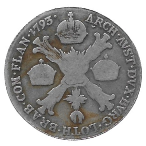 MOEDA DA ÁUSTRIA 1/4 COURNNE 1793 B KM 60 PRATA
