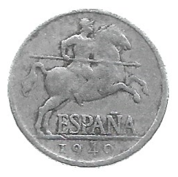 MOEDA DA ESPANHA 5 CENTAVOS 1941 KM 765