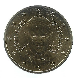 MOEDA DO VATICANO 50 CENTS 2015