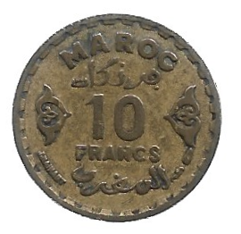 MOEDA DE MARROCOS 10 FRANCOS 1952 KM 49