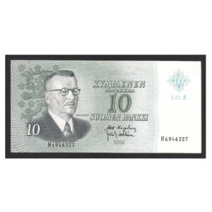 CÉDULA DA FINLÂNDIA 10 MARKKAA 1963  P 104 FE