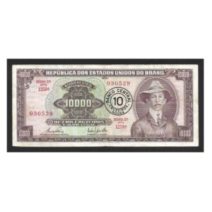 CÉDULA DO BRASIL 10 CRUZEIROS NOVOS CARIMBO C 128 MBC/SOB