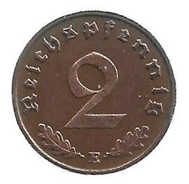 MOEDA DA ALEMANHA 2 REISCHPFENNIG 1938 E KM89 - Imagem 2
