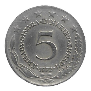 MOEDA DA IUGOSLÁVIA 5 DINARA 1972 KM 58