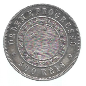 MOEDA DO BRASIL 500 RÉIS 1899 P 672 SOBERBA