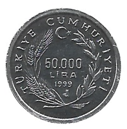 MOEDA DA TURQUIA 50.000 LIRAS 1999 KM 1103