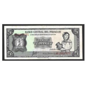 CÉDULA DO PARAGUAI 5 GUARANIS SOBERBA