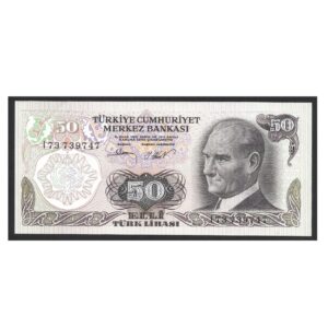 CÉDULA DA TURQUIA 50 LIRAS SOB/FE