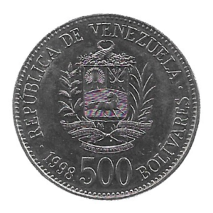 MOEDA DA VENEZUELA 500 BOLÍVARES 1998 KM 79.1