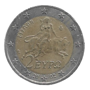 MOEDA DA GRÉCIA 2 EUROS 2002 KM 188