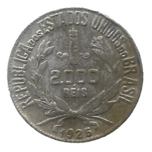 MOEDA DO BRASIL 2000 RÉIS 1925 P 711 MBC/SOB