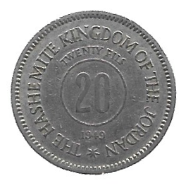 MOEDA DA JORDÂNIA 20 FILS 1949 KM 5