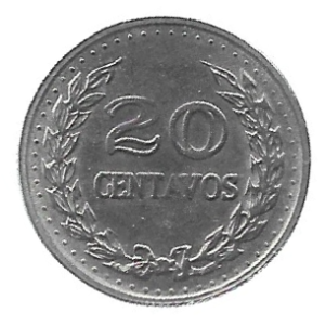 MOEDA DA COLÔMBIA 20 CENTAVOS 1972 KM 246.1