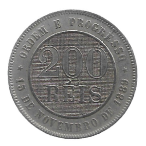 MOEDA DO BRASIL 200 RÉIS 1894 V 047 SOB/FC