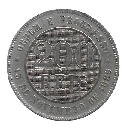 MOEDA DO BRASIL 200 RÉIS 1894 V 047 SOB/FC
