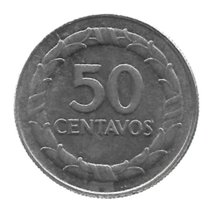 MOEDA DA COLÔMBIA 50 CENTAVOS 1968 KM 228
