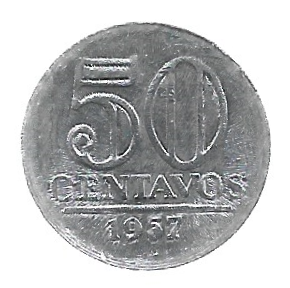 MOEDA DO BRASIL 50 CENTAVOS 1957 V 269 MBC