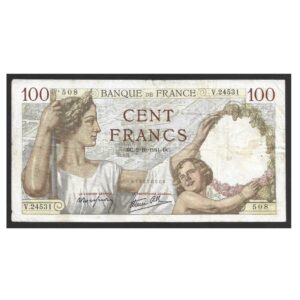 CÉDULA DA FRANÇA 100 FRANCOS 1941 MBC