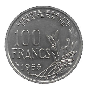 MOEDA DA FRANÇA 100 FRANCOS 1955 KM 124