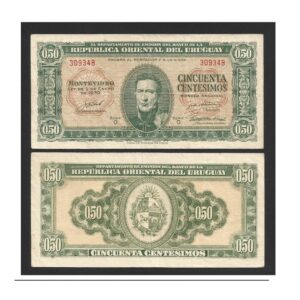 CÉDULA DO URUGUAI 50 CENTAVOS 1939 SOBERBA