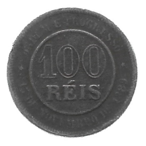 MOEDA DI BRASIL 100 RÉIS 1889 V 036 MBC