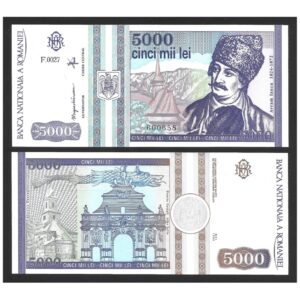 CÉDULA DA ROMÊNIA 5000 LEI 1993 FE