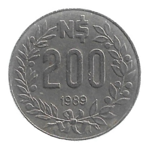 MOEDA DO URUGUAI 200 NUEVOS PESOS 1989 KM 97