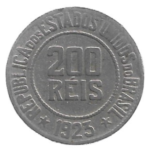 MOEDA DO BRASIL 200 RÉIS 1923 V 095 MBC