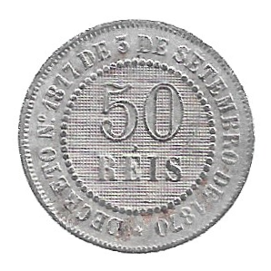 MOEDA DO BRASIL 50 RÉIS 1887 V 026 MBC