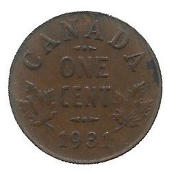 MOEDA DO CANADÁ 1 CENT 1931 KM 28