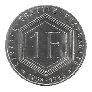 MOEDA DA FRANÇA 1 FRANCO 1988 KM 963