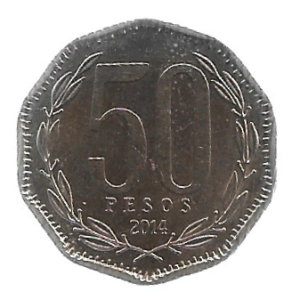 MOEDA DO CHILE 50 PESOS  2014 KM 219.2