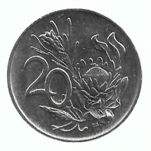 MOEDA DA ÁFRICA DO SUL 20 CENTS 1978 KM 86